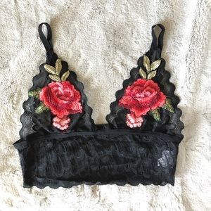 Embroidered Flower Patch Bralette